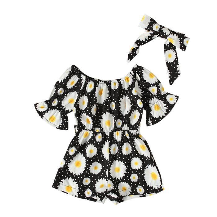 0 4 Ans Combinaison Courte t Fleurs Combishort Fleuri Manche