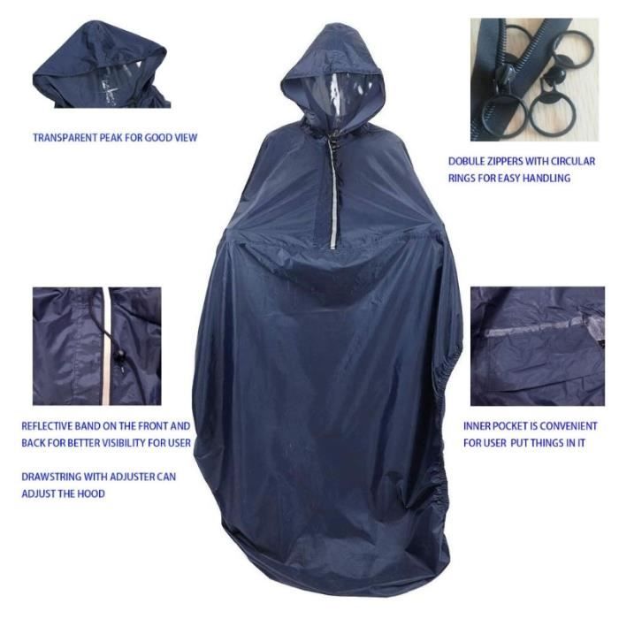 Poncho Pluie Pour Scooter De Mobilité Ou Fauteuil Roulant - Imperméable Polyester/PVC, Bandes Réfléchissantes | Cape Protection Pluie, Taille Universelle