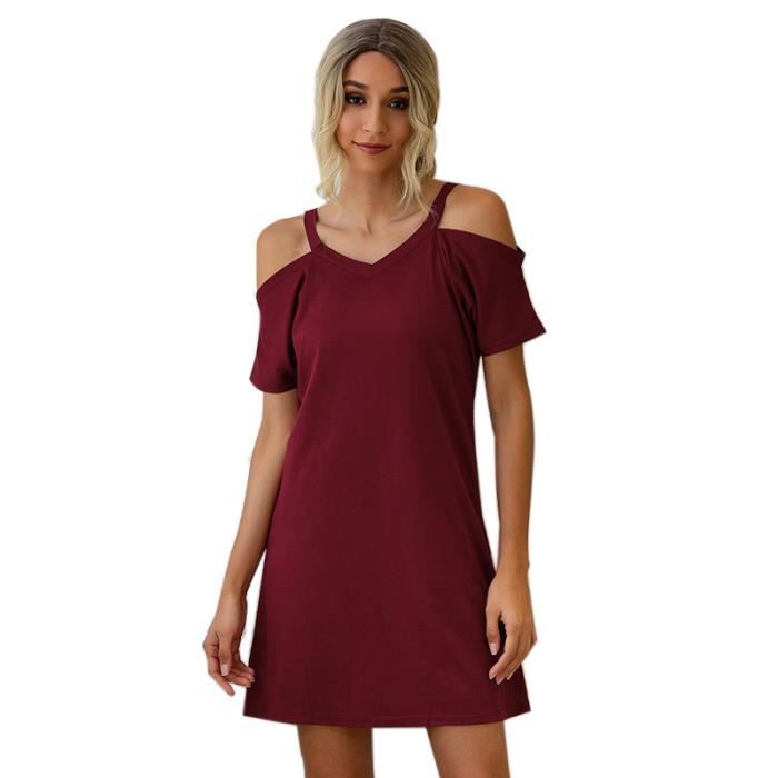 Robe FemmeRobe Été Épaules Dénudées Manche Courte Col VCasual Robe
