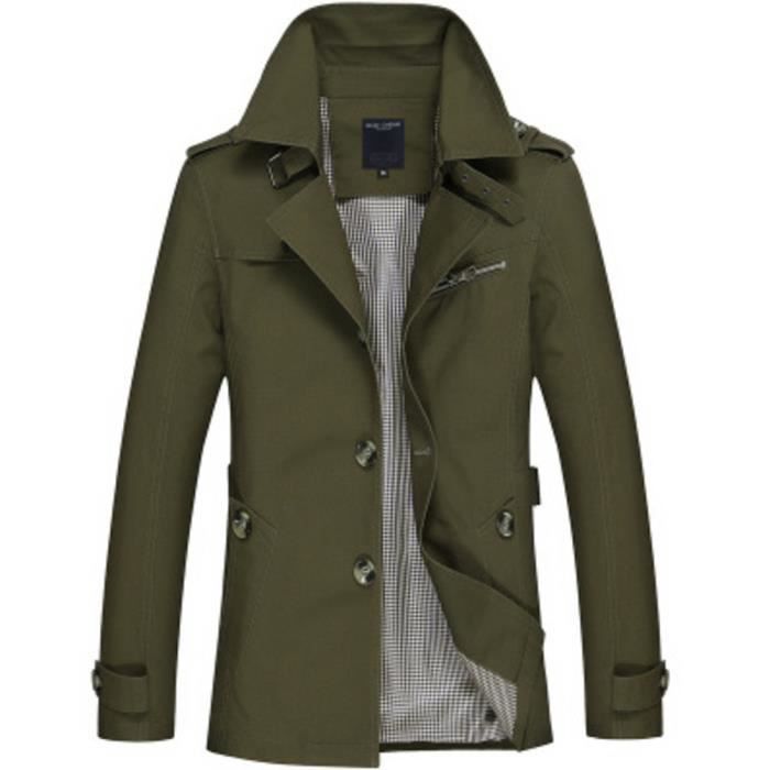 PARKA veste longue d'affaires pour hommes coupe-vent décontracté Trench-Coat pardessus à la mode, printemps-automne Green