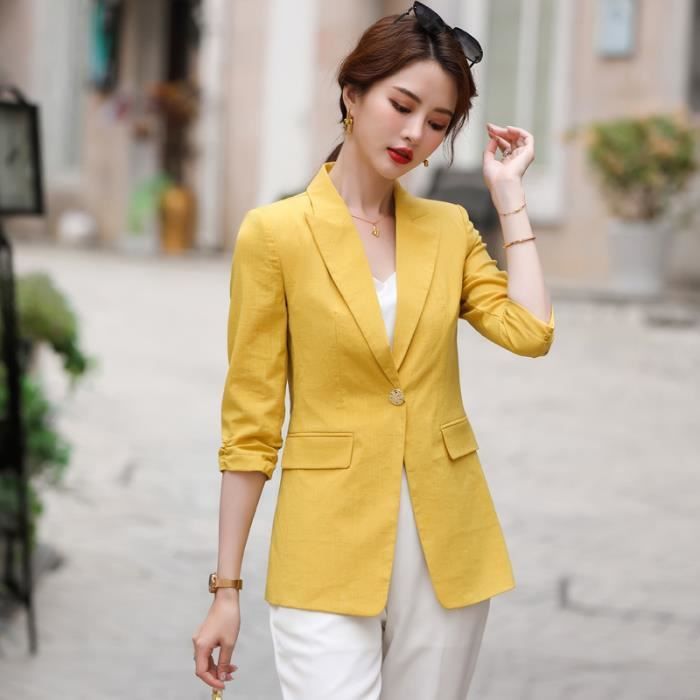 Veste blazer jaune hot sale femme