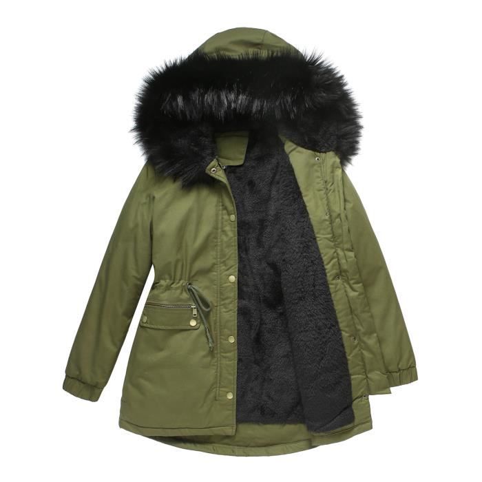 Manteau long femmes d'hiver chaud pour ?�paissir polaire doubl?� manteau vestes avec capuche en 