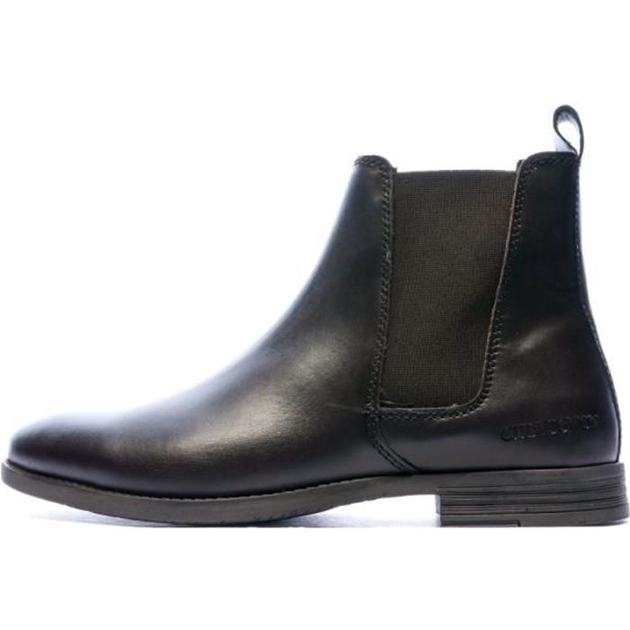 boots homme chevignon bamel - marron foncé - tige en cuir - boucle de talon - semelle synthétique