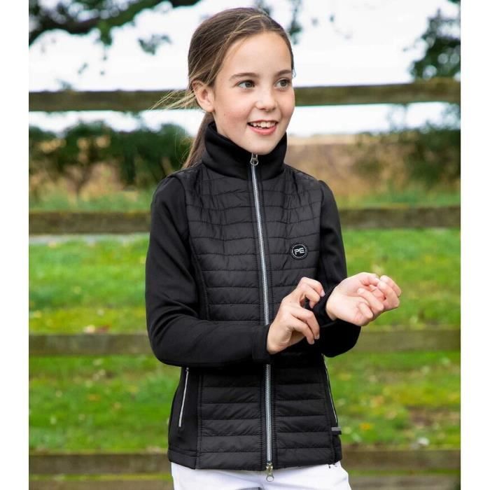 doudoune fille premier equine mini elena - noir - equitation - enfant - gilet intégré - jersey technique