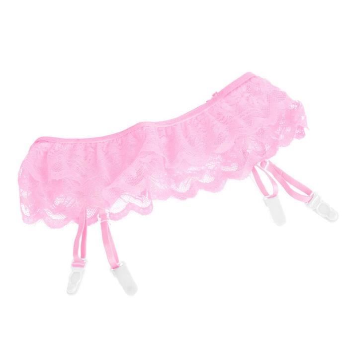 Bas Noirs à Jarretières En Dentelle Rose - Dreamgirl Lingerie - Neuf Avec étiquettes