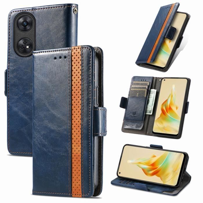 Coque Portefeuille Cuir PU Pour Oppo Reno 8 5G - Avec Emplacements Cartes, Support Intégré, Fermeture Magnétique, Protection RFID