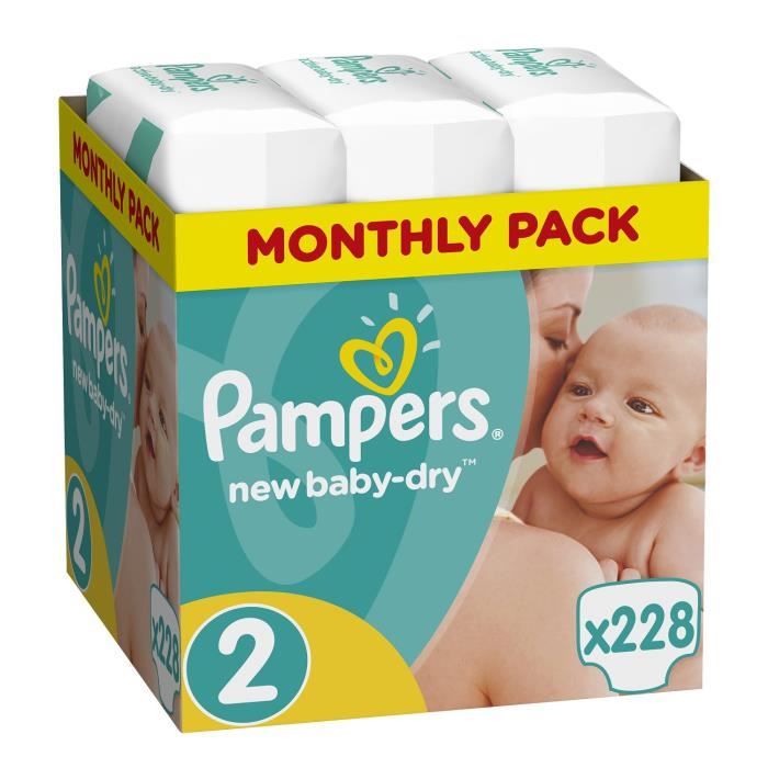 PAMPERS Babydry Couches Taille 2 3 à 6 kg (x228 Couches) Pack