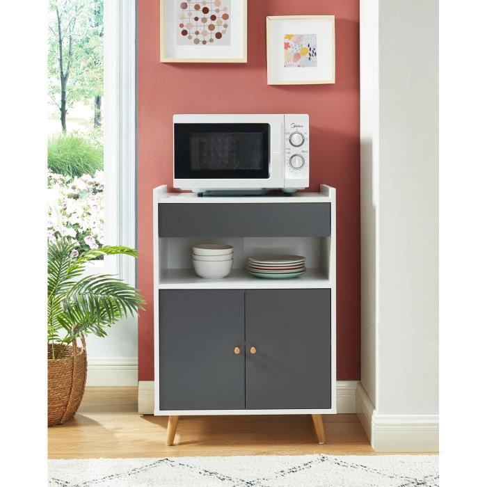 Meuble De Rangement Cuisine En Bois Blanc Et Gris 60 X 39 X 85