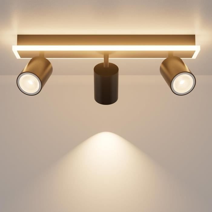 Plafonnier 3 Spots Bois Et Métal – Luminaire Pour Salon, Chambre, Cuisine