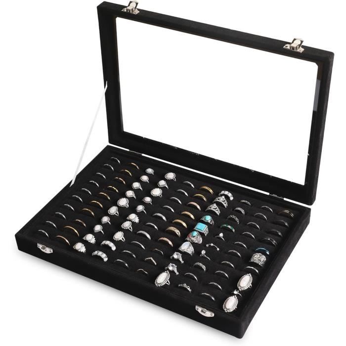 Boîte De Rangement Premium Pour 100 Bagues Et Bijoux - Avec Couvercle - Idéale Pour Collection