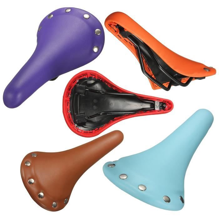 Vaorwne Selle de Velo Retro en Rivet Selle du Velo Siege du Velo en Rivet 27 x 15,5 cm Marron