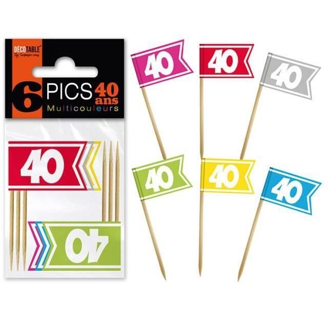 Pic Drapeau Anniversaire 40ans X6 Ref Pdpm04 Cdiscount Maison