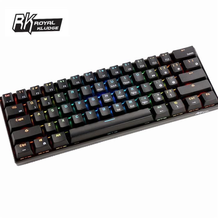 17€25 sur clavier Royal Kludge RK61 61 touches de jeu mécanique Bluetooth  filaire double mode RVB - Clavier - Achat & prix