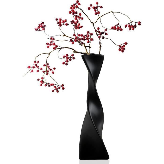 Sziqiqi Grands Vases De Sol Noir En Métal – Lot De 2 (70 Cm Et 55 Cm) Pour Décoration Salon, Chambre Ou Bureau - 2