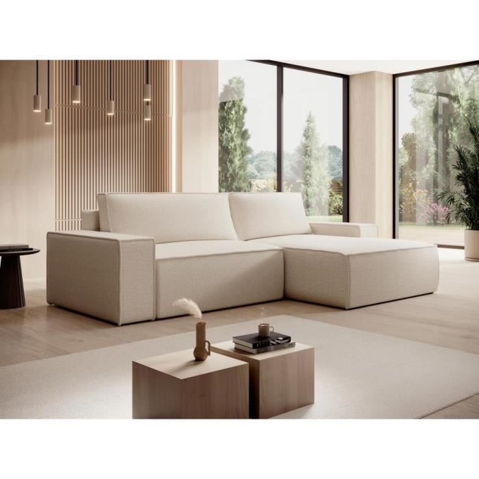Canapé d'angle Beige Tissu Design Confort