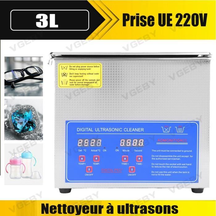 Nettoyeur à Ultrasons 800ml 49kHz Avec Lampe UV - 5 Modes Minuterie, Pour Lunettes, Bijoux, Prothèses Et Outils