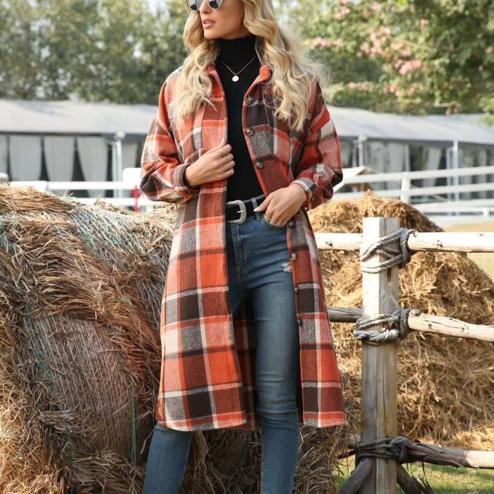 Manteau veste a carreaux femme on sale