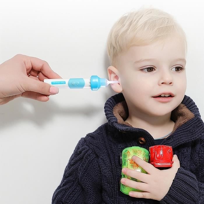 Aspirateur De Nettoyage De Cire d'oreille De Sécurité Électrique sans Fil  pour Enfants Âgés,Noir