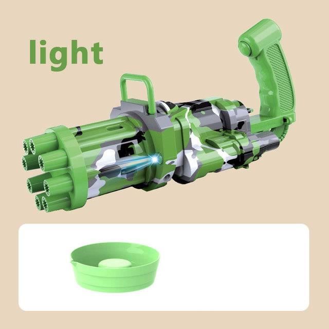 Pistolet à Bulles Électrique 16 Trous – LED Lumineuses, Musique, 140 Ml Inclus, Jouet Extérieur