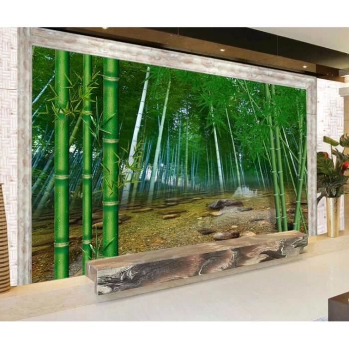 Papier peint,4--Papier peint panoramique 3d motif bambou sur mesure ...