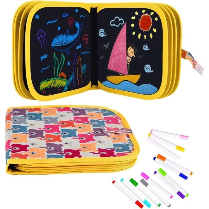 RoserRose Lot De 6 Livres De Coloriage Water Wow Réutilisables – Dessin Magique à L’Eau Pour Enfants 3 Ans+