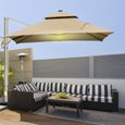 Parasol déporté LED carré double toit inclinable pivotant 360° - OUTSUNNY - Beige - 300x300x266cm-1
