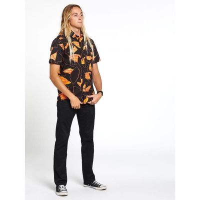 Chemise Volcom Moderne Manches Courtes Homme Taille S - Motif Géométrique Bleu