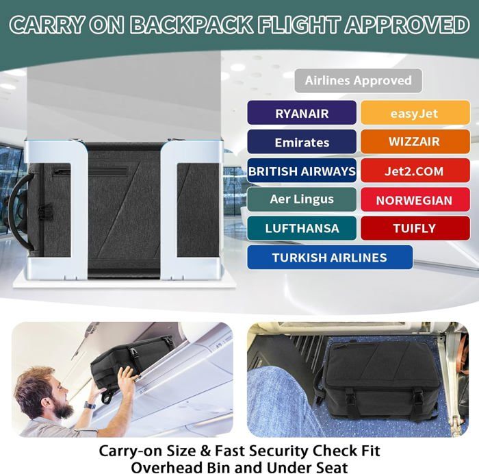Sac A Dos Voyage Bagage Cabine 45X36X20 Pour Easyjet Sacs ?? Dos Loisir Femme Homme Gris Fonc?� 