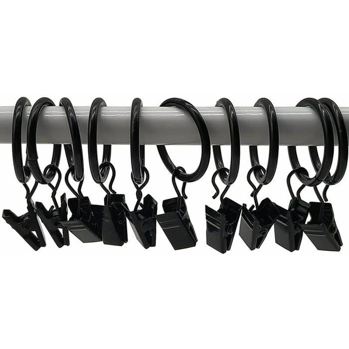 Lot De 50 Anneaux De Rideau Avec Clips - Argenté - Métal Robuste Pour Tringles Rideaux Cuisine Salle De Bain