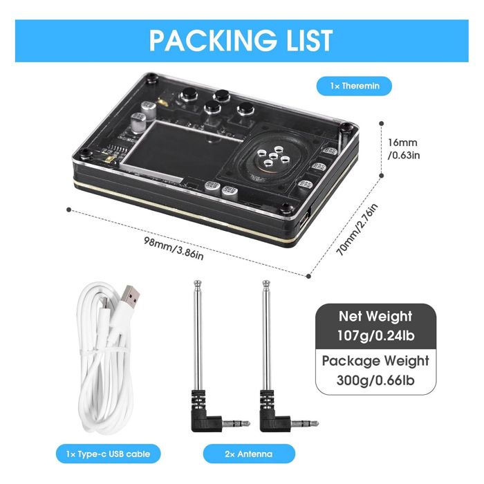 Kit Theremin Portable C-Interface – 20 Instruments, 70 Sonorités, Affichage Écran Interactif