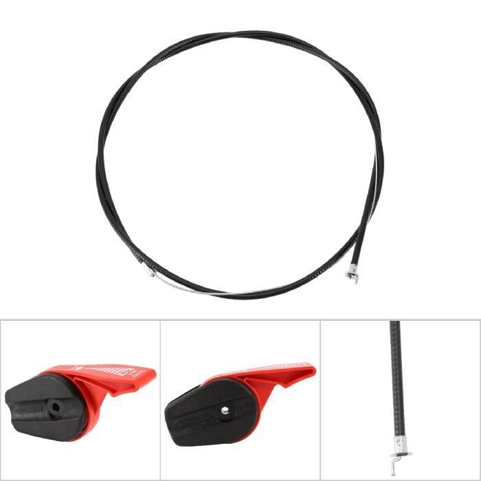 Kit Poignée Levier Accélérateur Universel Pour Tondeuses à Gazon - Câble 150cm Noir/Rouge