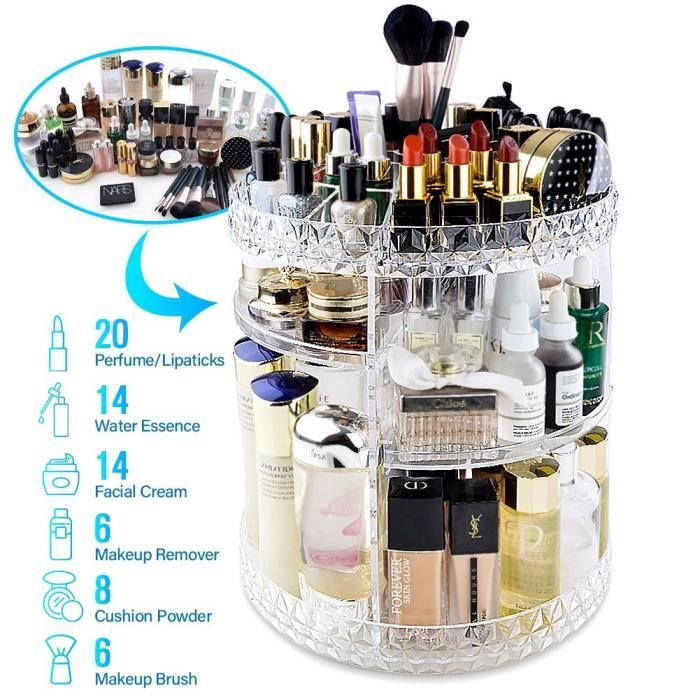 Generic Organisateur maquillage rangement cosmétique réglable rotative  transparent 360 à prix pas cher