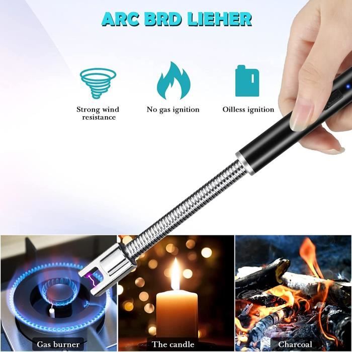 Briquet électrique, allume-bougie rechargeable USB avec affichage de  batterie LED, col flexible 360, gril sans flamme longs briquets pour bougies  lumineuses, rue à gaz