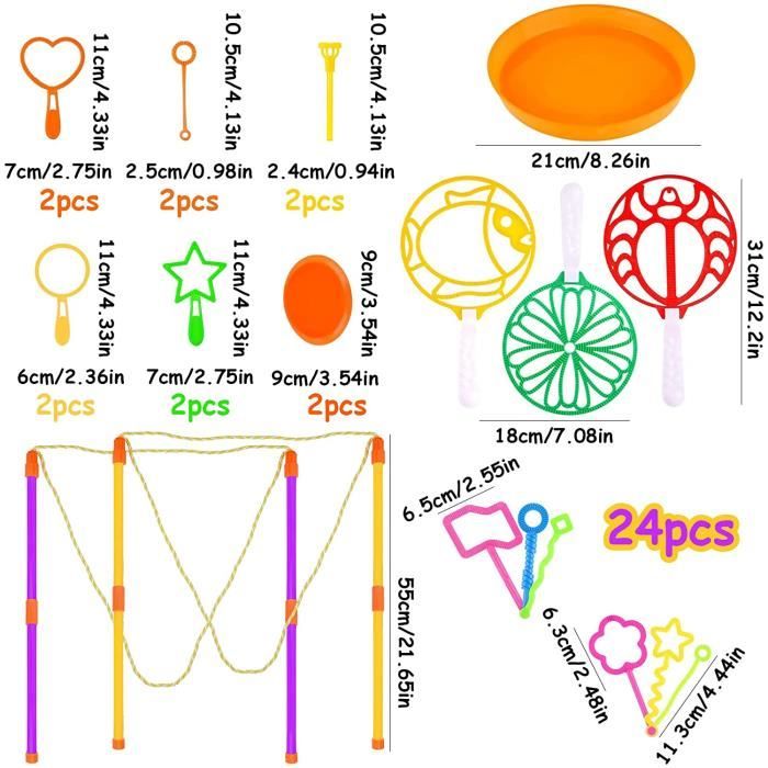 Joyibay Lot de 15 Bulles de Bulles, 15 Pièces Grandes Bulles Baguette Magique Kit Enfant Créatif Baguette à Bulles et Baguette à Bulles Assortiment de Jouets pour Activités de Plein Air