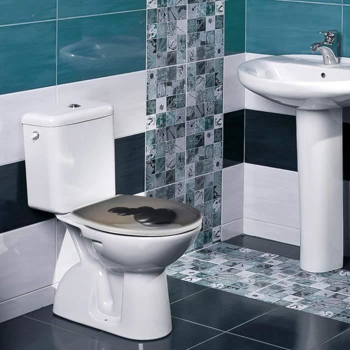 Abattant wc plastique de haute qualité divers modèles facile fixation  couvercle de toilette siège (cailloux noirs) - Cdiscount Bricolage