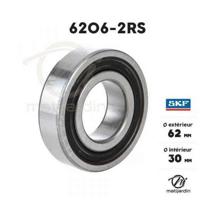 Roulement à Billes 6206 ZZ - Dimensions 30x62x16 Mm - Roulement Rainuré à Gorge Profonde - Pour Applications Industrielles Diverses - 7