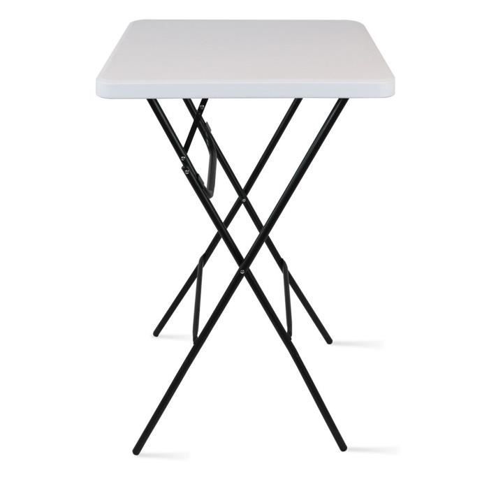 Table haute pliante carrée 70 cm alu blanc Prada
