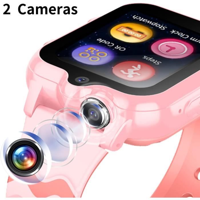 Montre Connectée Enfant 4G Blackview – GPS, LBS, WiFi, SOS, Appel Vidéo, Caméra – étanche IP67, Batterie 800 MAh – Pour Filles Et Garçons 5-16 Ans (rose, 2 Bracelets)