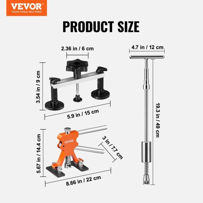 Kit Ventouse Carrosserie 3 Pièces - Débosselage Sans Peinture, Pour Voiture, Verre, Carrelage - Outil Maison/atelier - 4