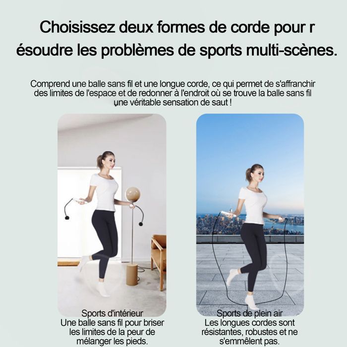 Corde à Sauter Sport Sans Fil Avec Compteur Calories Et Minuterie - Jump Rope Réglable LCD Pour Fitness Adulte Et Enfant
