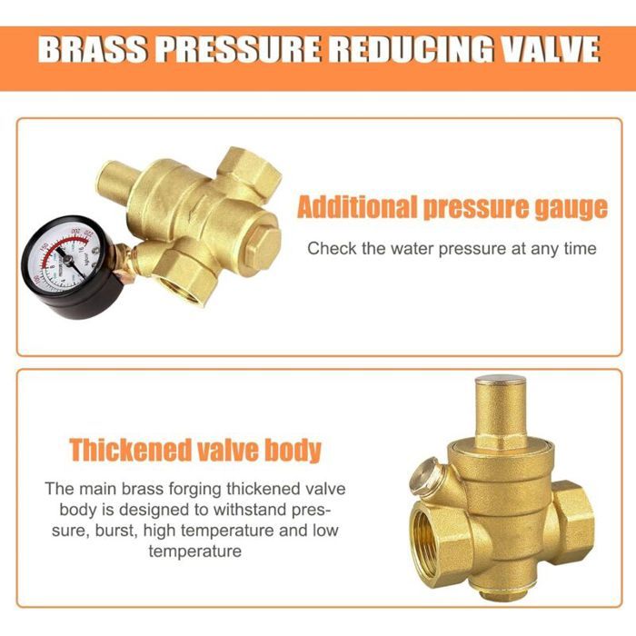 Réducteur De Pression Eau 3/4" DN20 La Brass - Régulateur Avec Manomètre Et Filtre Anti-Calcaire