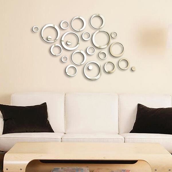 Stickers Muraux Coins Miroir Autocollants - Bordure Noir Pour Salle De Bain, Armoire, Mur Moderne