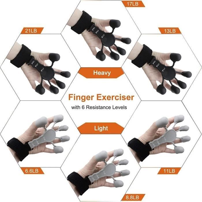 Extenseur De Doigts En Silicone | Entraîneur De Force De Préhension Et Rééducation | Pour Musiciens Et Sportifs