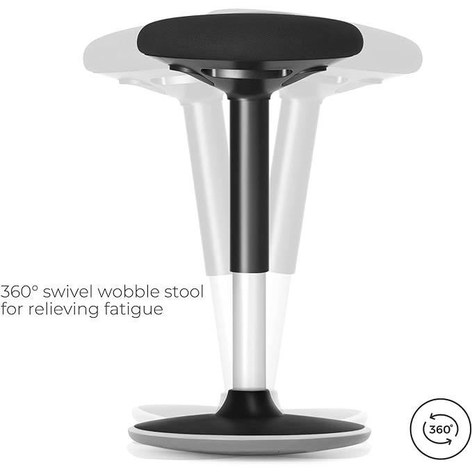 SONGMICS Tabouret Dynamique Assis-Debout Hauteur Réglable 58-83 Cm Noir