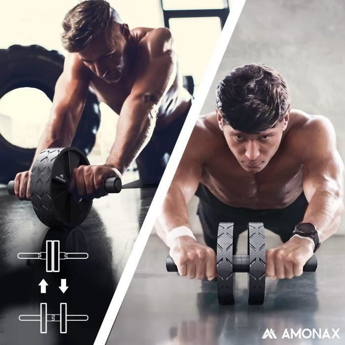 Amonax kit musculation homme fitness material (roue abdominale, poignée  pompe, corde sauter) accessoire sport maison materiel po72