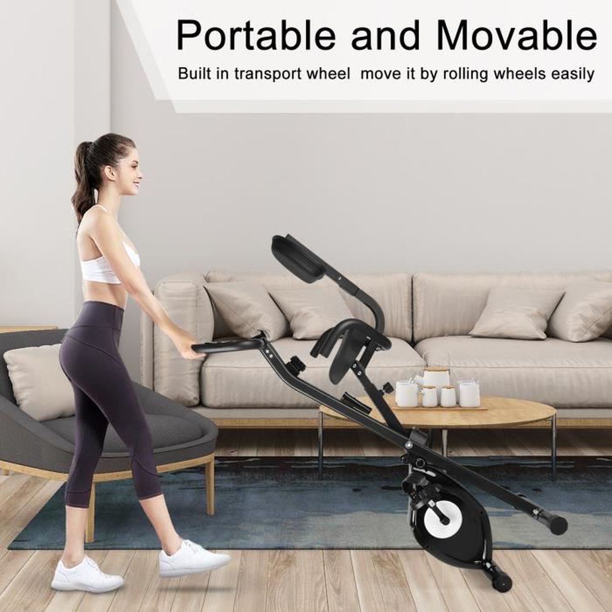Velo d appartement Bigzzia Velo d appartement pliable avec dossier 8 niveaux de resistance magnetique lcd ecran ergonomiques charge max 110 kg noir Darty