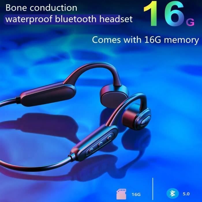 K8 Casque Bluetooth sans fil à conduction osseuse, IPX8, étanche à l'eau,  pour la natation, le fitness en plein air, 16 Go de mémoire, lecteur MP3  (Gris) : : High-Tech