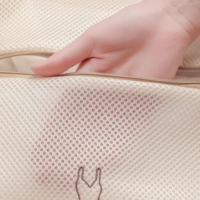 Cylindre beige - Sac à linge brodé avec fermeture éclair, sous