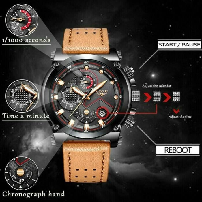 Superbe Montre De Luxe Sport Top Qualit Homme top marque CUIR Date Chronograph Militaire Etanche nouveaut 2019 2019