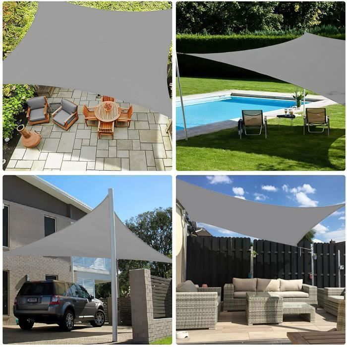 Voile d'ombrage Extérieur Toile Solaire Auvent Rectangulaire 2x3m 98